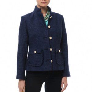 Sail to Sable Navy Short Cotton Tweed Jacket